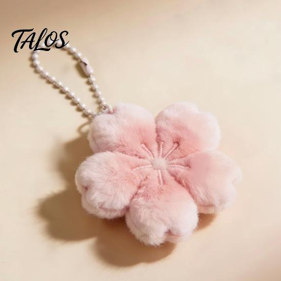 Fun Keychain 1/2/3Pcs Pendant, Soft Plush Cherry Blossom Design Key Chain, Pink Floral Pendant Style Backpack Holder, Portable Accessory for Bags Car