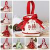 Letter Canvas Drawstring Bag Floral Bowknot Handbag Elegant Festive Sugar Bag  Party