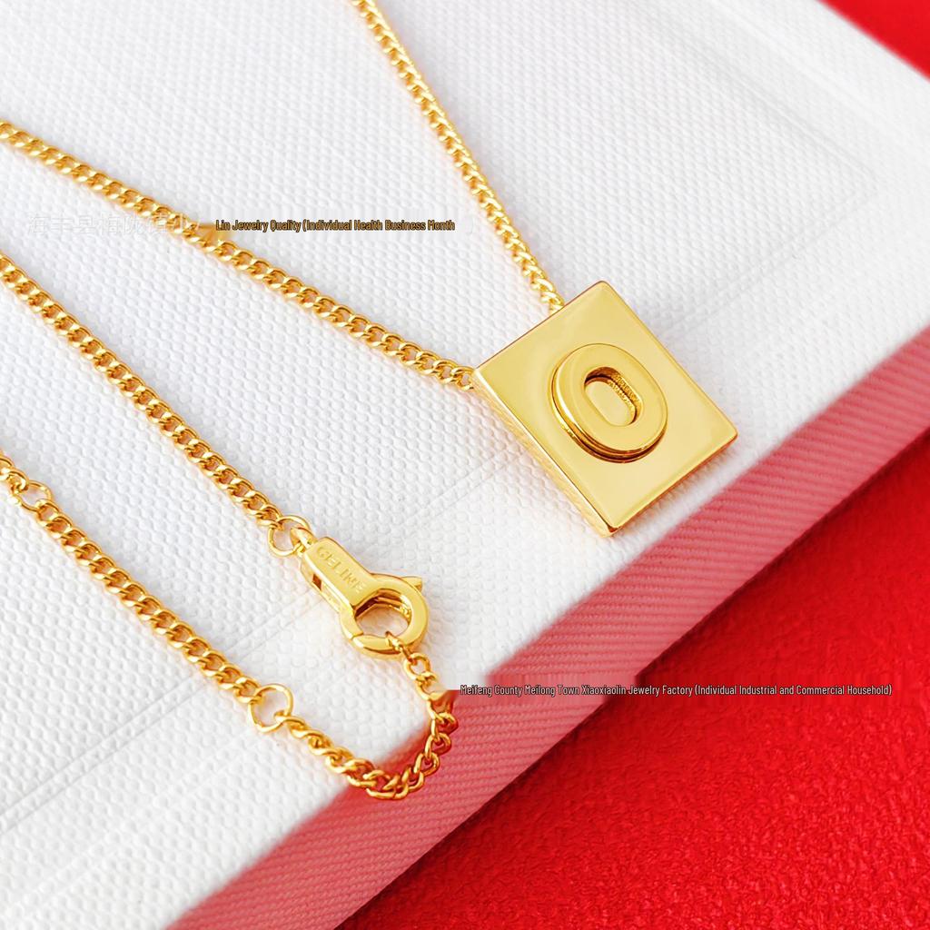 Arc de Triomphe Letter Choker: Brass Gold-Plated Small Square Tag Necklace with Initial Pendant