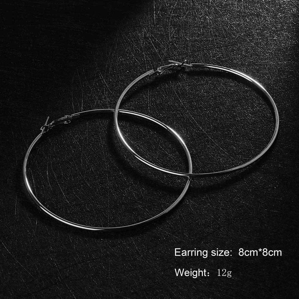 Geometric Metal Temperament Ring Punk Large Circle Ear Studs Hoop Earrings Fashion Jewelry