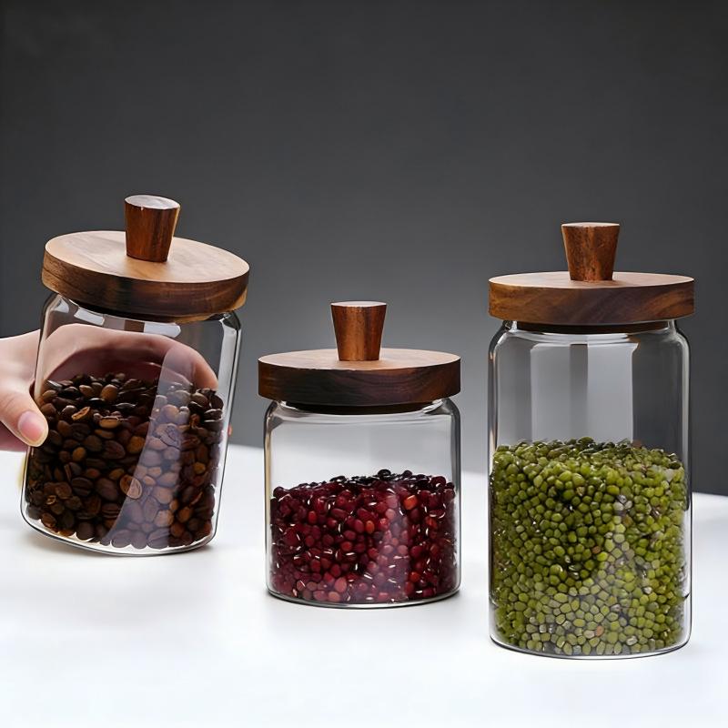 High Borosilicate Glass Coffee Bean Jar with Spoon 400ml