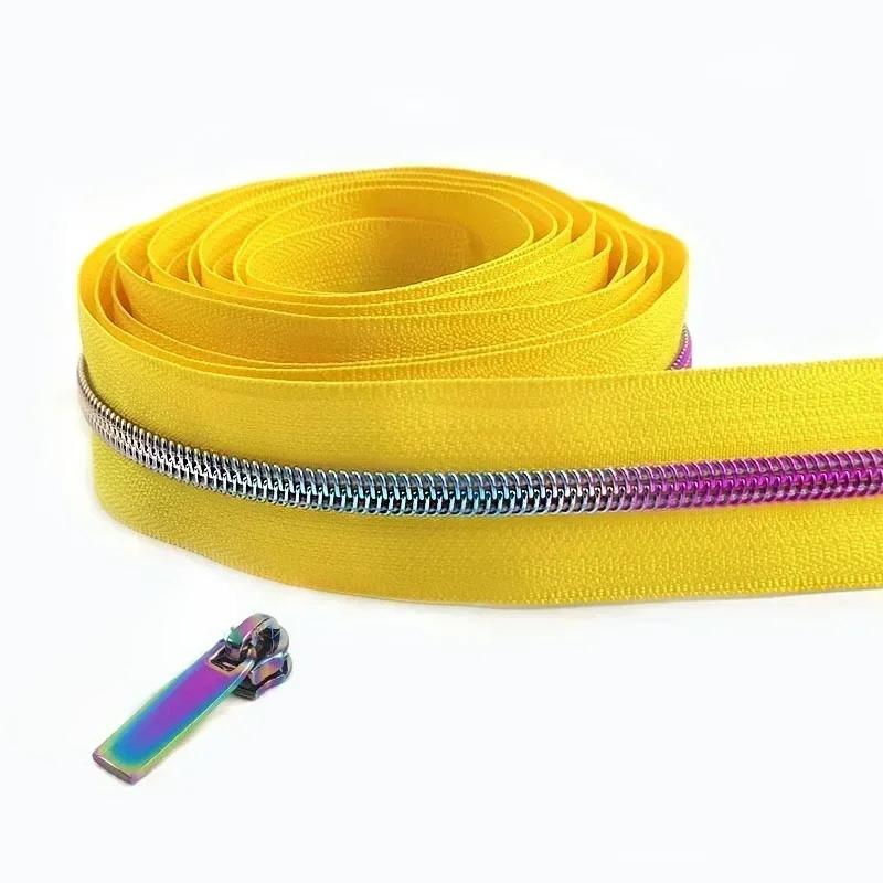 Cintas de Cremallera de Nylon #5 de 1/2/3/4/5 Metros con Deslizadores Cremalleras de Espiral Bolsa Cartera Bolsillo Tiradores de Cremallera Kit de Reparación de Cabezal Accesorios de Costura