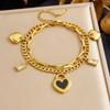 Ensemble de Bracelets à Breloques Superposés Plaqué Or 18 Carats, Bracelet Chaîne Maille Cubaine Paperclip avec Pendentif Cadenas en Forme de Cœur pour Femmes
