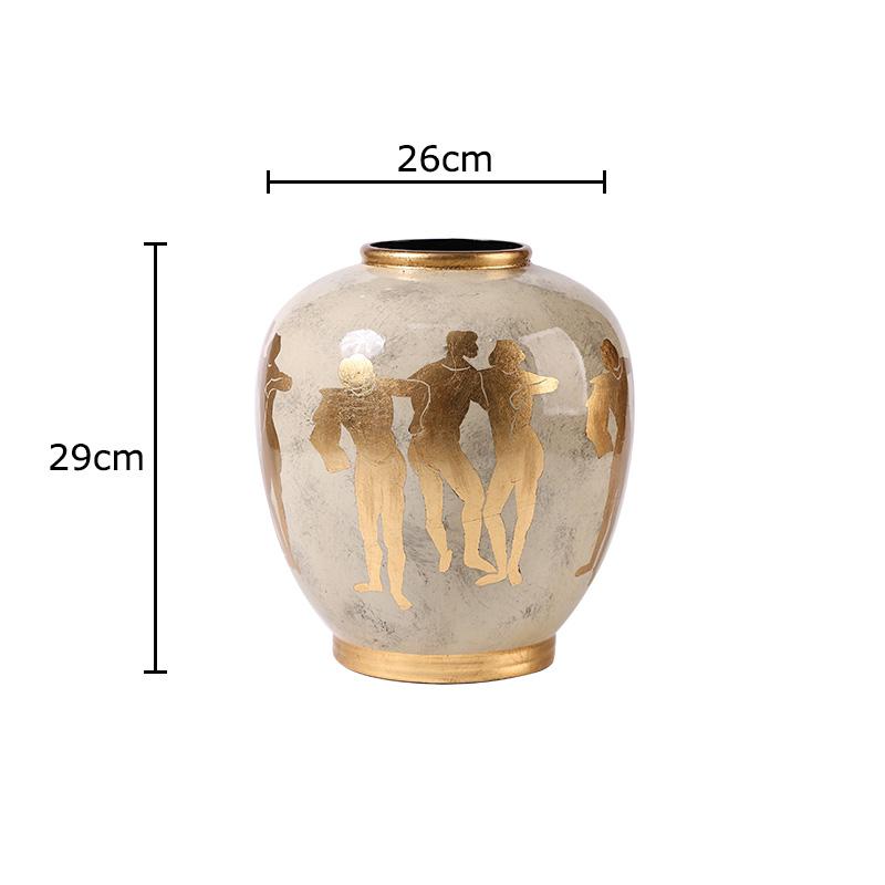 

Gold-plated Figures Pattern Painted Ceramic Vase Desk Decoration Flower Arrangement Decorative Floral Vases Room Aesthetic Decor