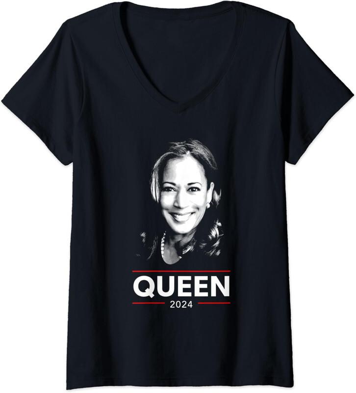 Queen Kamala Harris For 2024 American Elections Ladies V-Neck Tshirt Unisex T-Shirt XXL