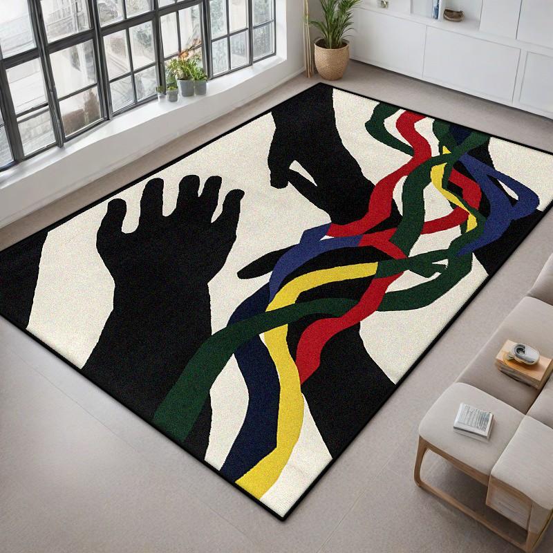 

Современный Абстрактный Большой Ковер для Гостиной Цветное Пальмовое Украшение Спальня Прикроватный Пушистый Плюшевый Коврик Гардеробная Прикроватный Нескользящий Коврик 60*90cm