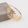 Women's Open Cuff Gold Leaf Bangles European Charming Exaggerated Charm Bracelets for Ladies Beach Vacation Hand Jewelry