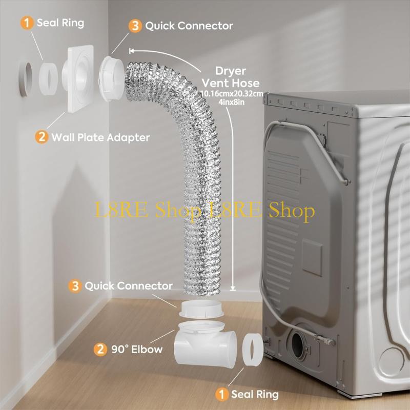 L8RE 90 Degree Dryer Exhaust Hose Aluminium Pipe Ventilation Hose Aluminium Flexible Hose for Dryer Extractor Hood Pipe Fan