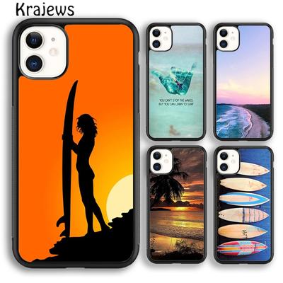 Krajews Summer Beach Sun Surfing Phone Case Cover For iPhone 14 6s 7 8 Plus X XR XS 11 12 13 Pro Max Samsung Galaxy S21 S22ultra