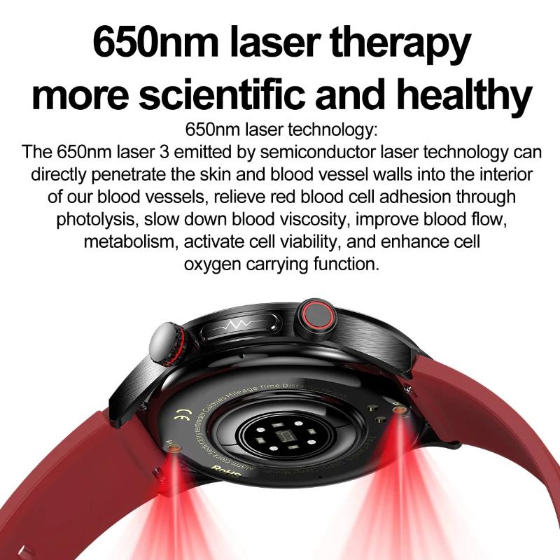 2025 Nou Ceas Inteligent ECG+PPG cu Terapie Laser Pentru Bărbați Femei Ecran din Sticlă Safir Ritm Cardiac Lipide Sanguine Acid Uric Sănătate Ceas Inteligent