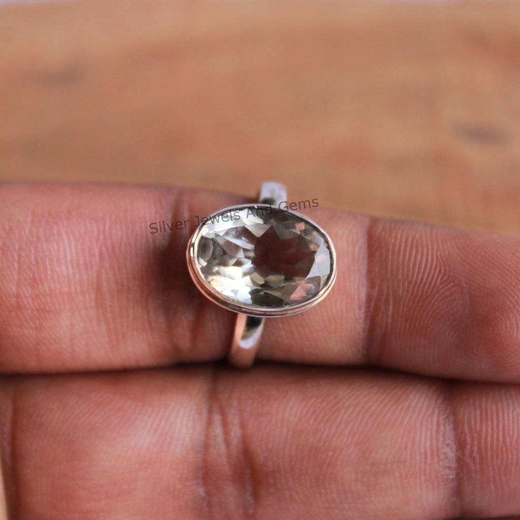 Natural White Topaz Ring, Handmade Ring, 925 Sterling Silver Ring, Oval Topaz Ring, Promise Ring, Anniversary Ring, Gemstone Ring