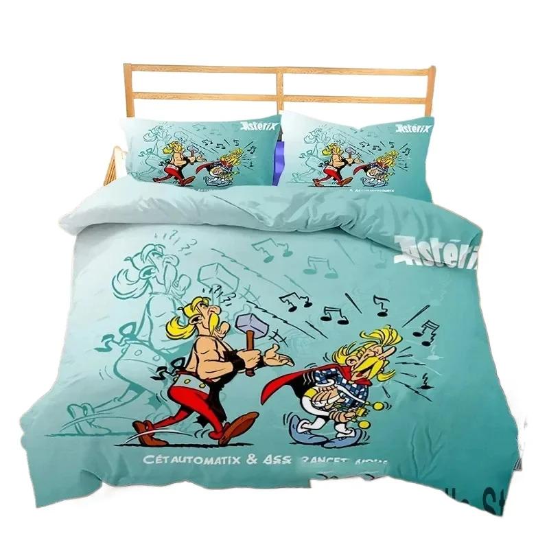 3D Druck Asterix und Obelix Cartoon Bettwäsche Set Doppel Einzel King Bettbezug Steppdecke Kissenbezug Jungen Mädchen Erwachsene Schlafzimmer