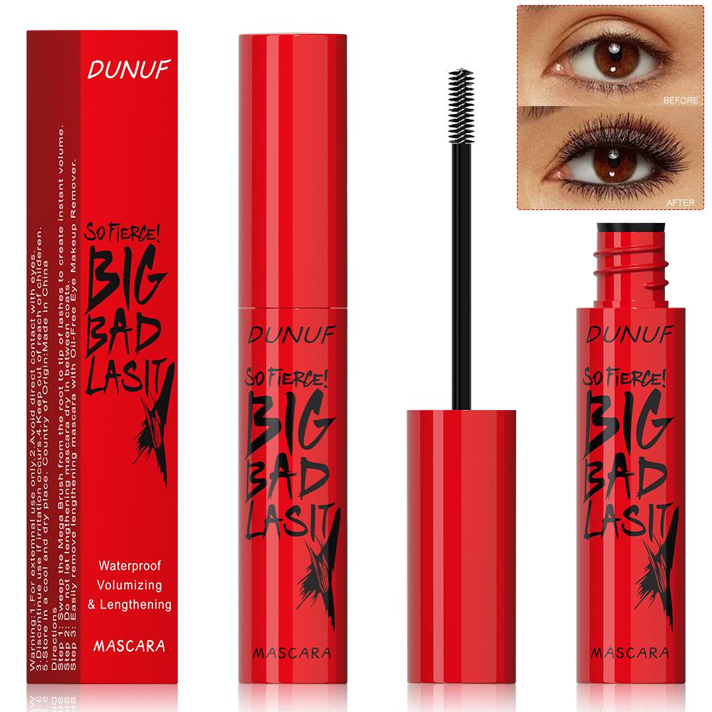 DUNUF 1 Pcs Long Lasting Mascara Thin Thick Waterproof Curl Does Not Easily Stain Sweat-proof and Non-smudging Beginner Friendly
