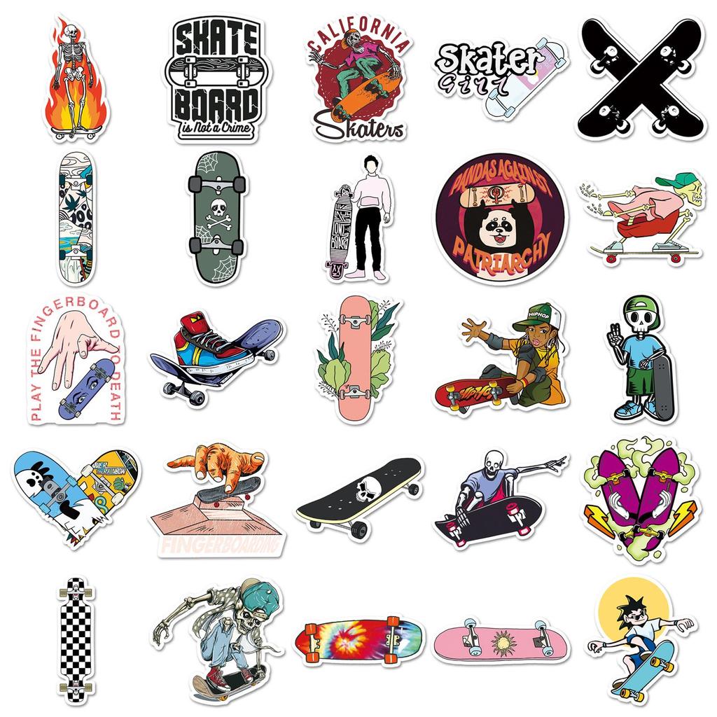 50pz Adesivi Graffiti Trendy Cartoni Animati Impermeabili per Skateboard & Bagagli