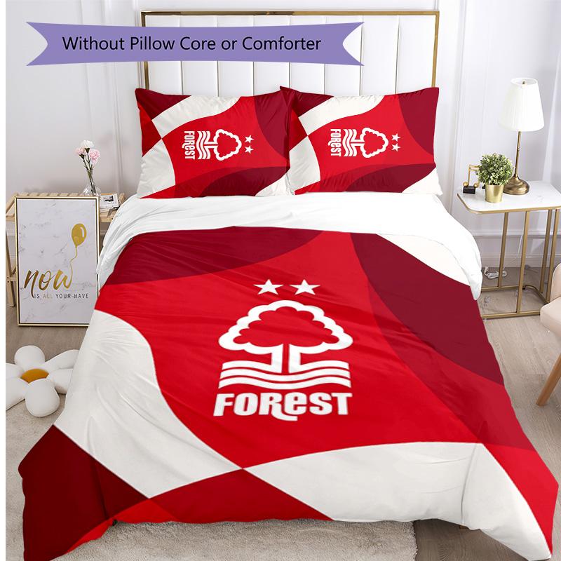 Set Lenzuola Stampato Nottingham Forest Football 3 Pezzi, Comodo Set Copripiumino per Camera da Letto Amico della Pelle