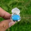 Natural Copper Arizona Turquoise Solitaire Adjustable Ring 925 Silver
