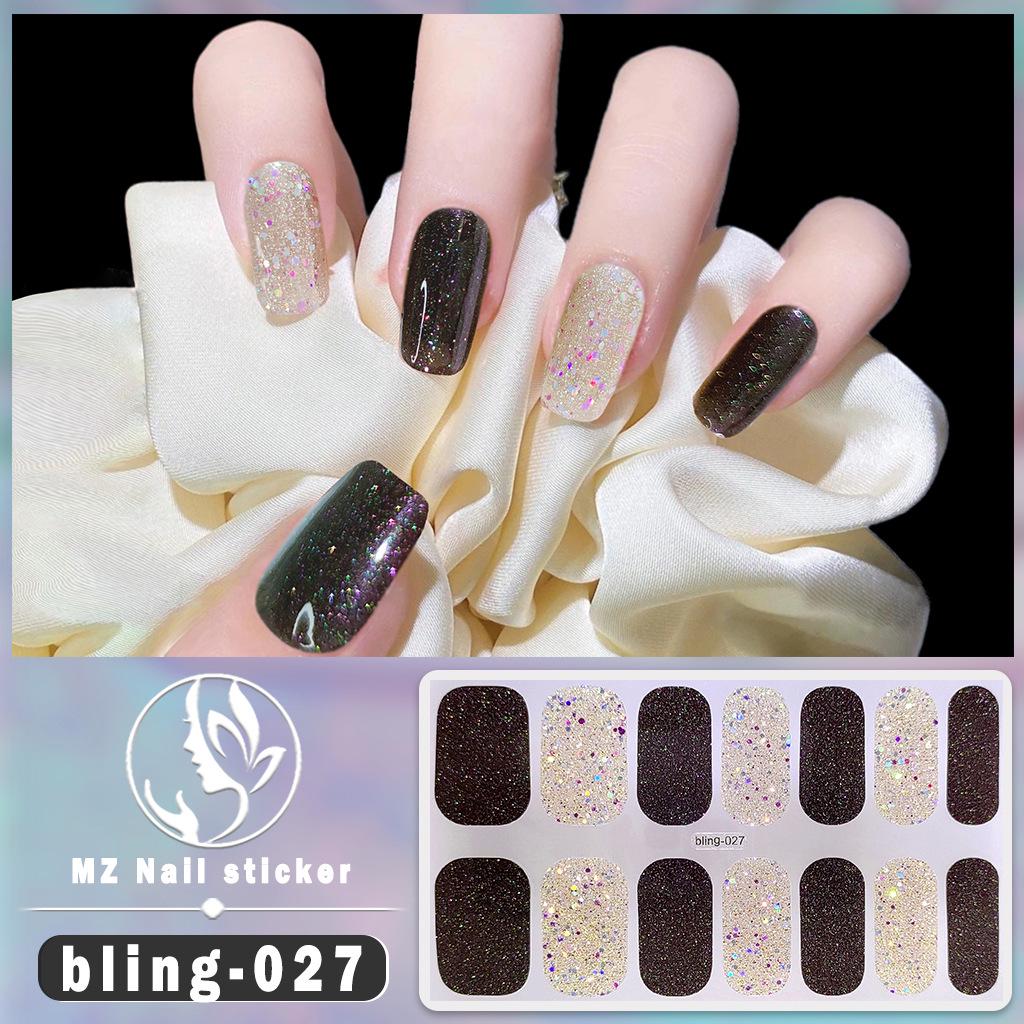 Meizhi 14-Finger Bling Aurora Gel-Nagellack-Aufkleber – selbstklebend, wasserfest, siegelfrei
