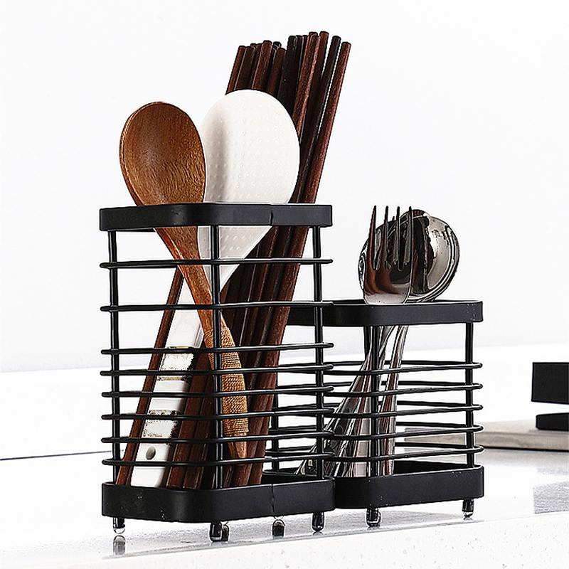 Stainless Steel Chopsticks Basket Chopsticks Tube Household Drainable Knife Fork Spoon Storage Box Kitchen Utensils Storage Rack