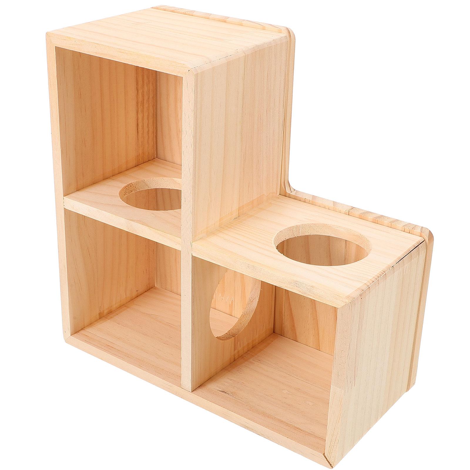 

Hamster Toy Hideaway House Hideout Tunnel for Hamsters Household Delicate Wooden Hideouts Guinea Pig Chinchilla Toys 24.00X24.00X11.00CM бежевий