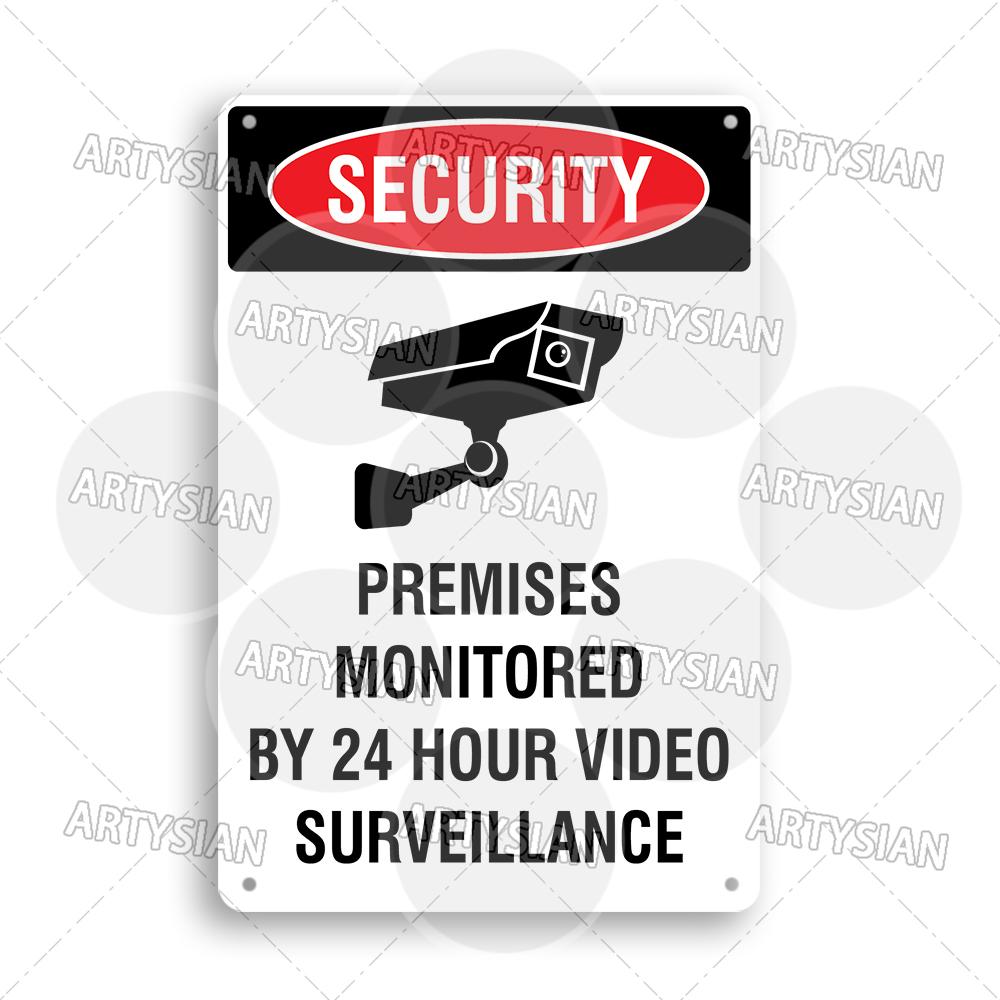 CCTV Surveillance Metal Sign Shop Security Plaque Camera Monitoring Shoplifting Warning Crime Deterren Safety Alert 24-Hour