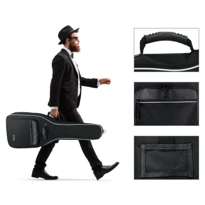 Rocktile housse pour guitare classique 4/4 – rembourré avec bretelles (noir)