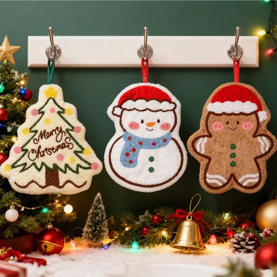 Vánoční dům Ručník Měkký Absorpční Ručník z Korálového Rouna Design Zvonečků Santa Clause Rychleschnoucí Sváteční Ručník