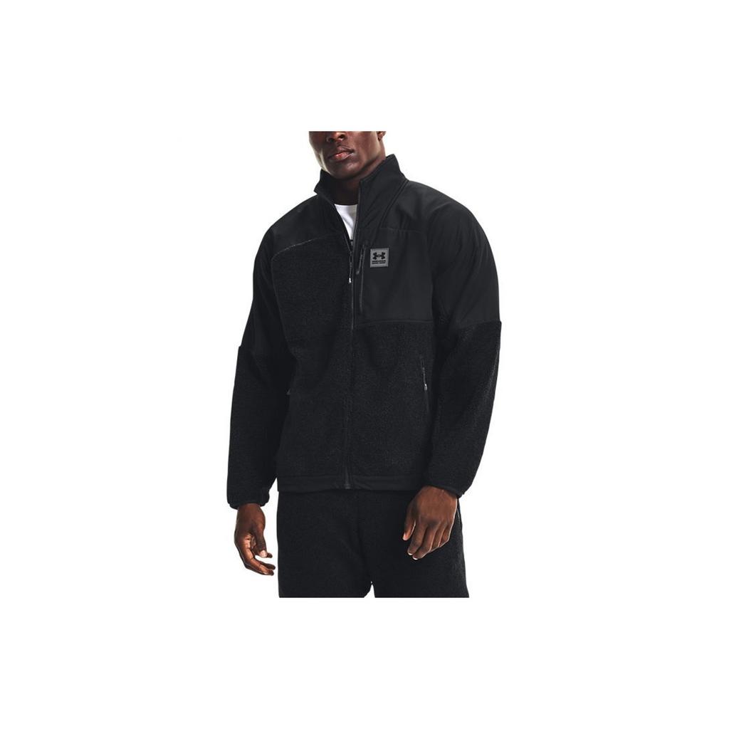Under Armour Logo Pattern Loose-Fit Sherpa Zip-Up Jacket Men Jacket Black 1366091-001