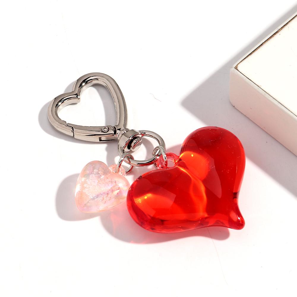 1pcs Sweet Heart Resin Keychain for Women Girl Clear Colorful Love Acrylic Keyring Phone Bag Charms Fashion Accessories Gifts