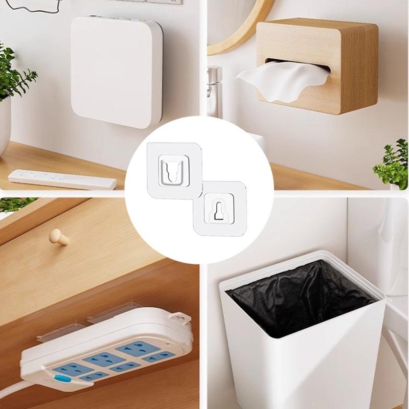 Double Sided Adhesive Wall Hooks Strong Wall Storage Traceless Transparent Hanger Bathroom Kitchen Bedroom Plug Socket Holders