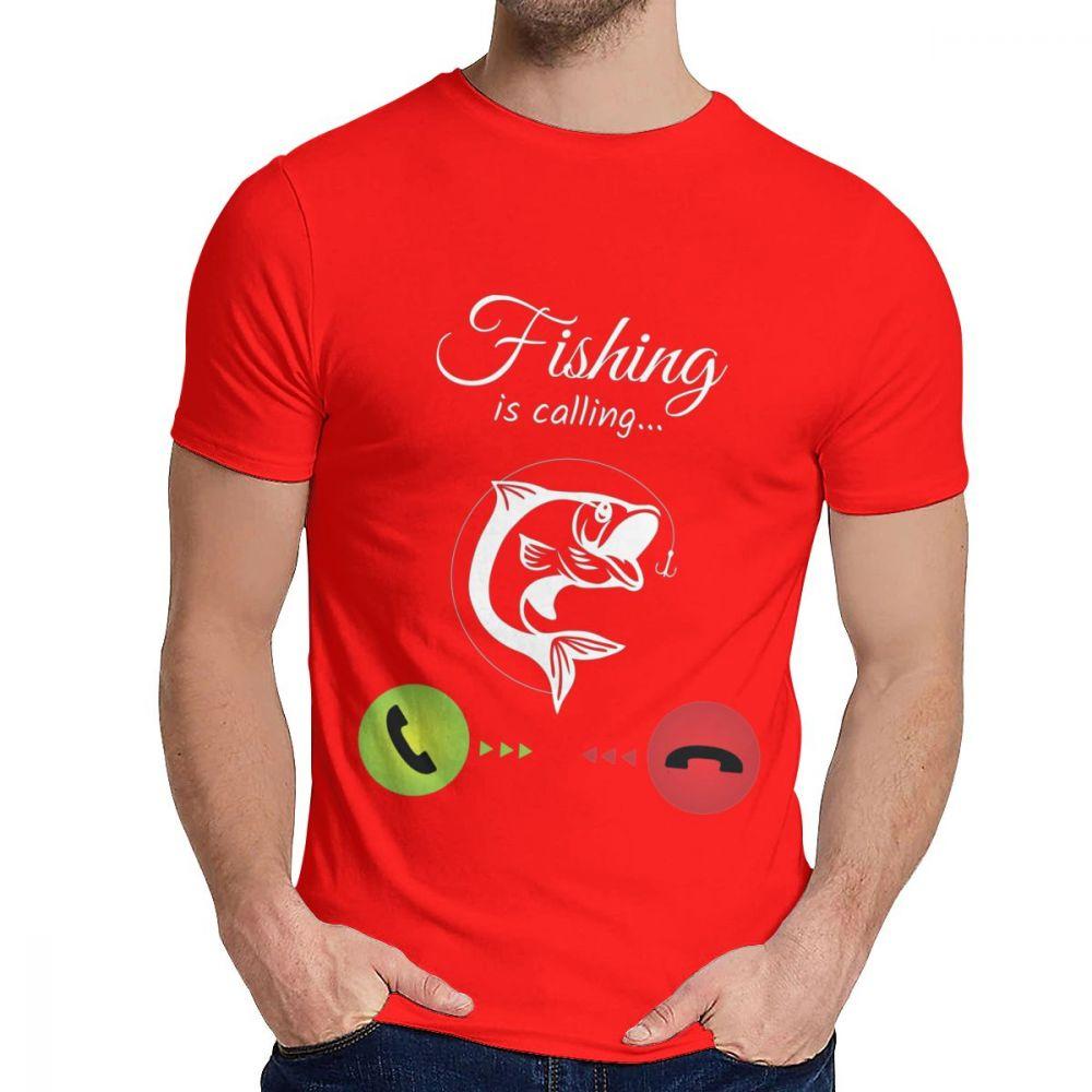 Cotton Fishing Is Calling T Shirt Unisex Design High Quality Fashion O Neck Homme Tee