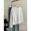 Hollowed-out lace hem pure cotton round-neck long-sleeve T-shirt for women, 2026 spring elegant Korean-style base shirt top