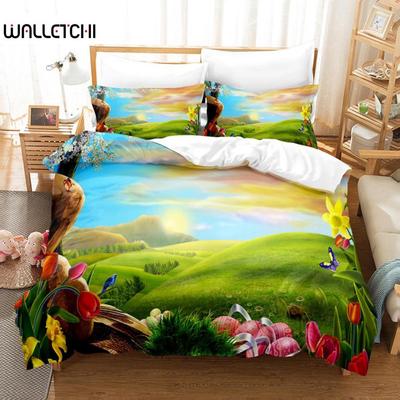 Natural Landscape Duvet Cover Set Blue Sky Lawn Flower Double Queen King Size 2/3Pcs Polyester Quilt Cover for Kids Teens Adults