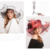 Women Performance Hat See-through Mesh Flower Decor Wide Brim Medieval Curling Edge Hollow Out Banquet Cap Stage Show Cap