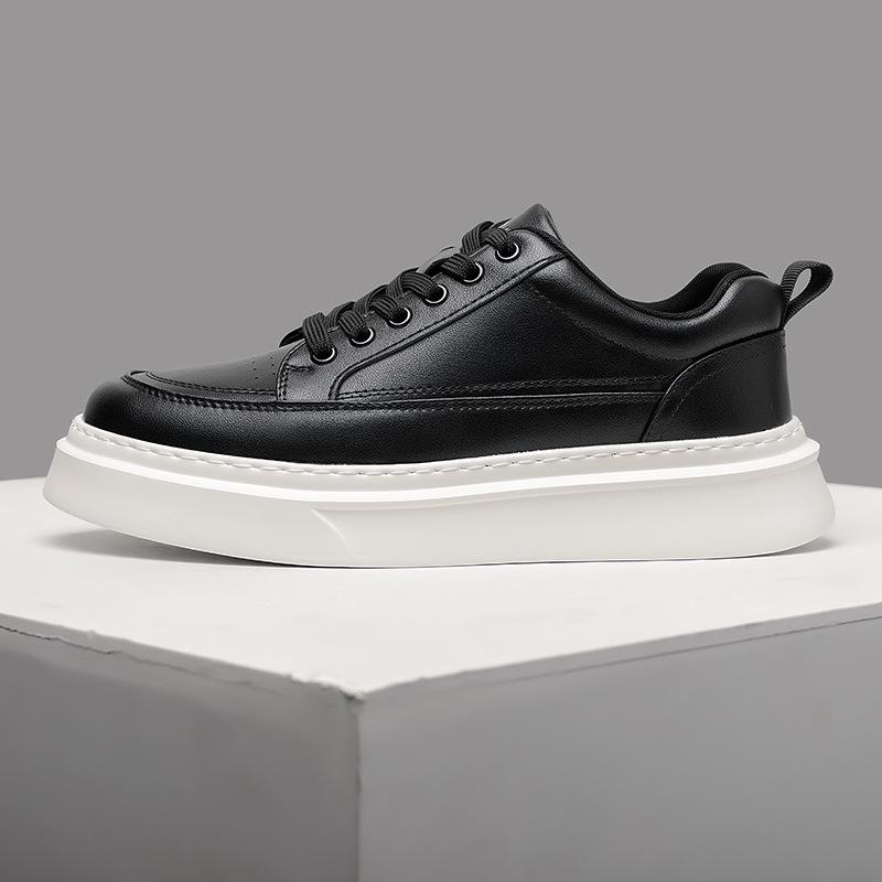 Men's Trendy 2025 Autumn Skate Shoes: Lightweight, Thick Sole, Casual White Sneakers