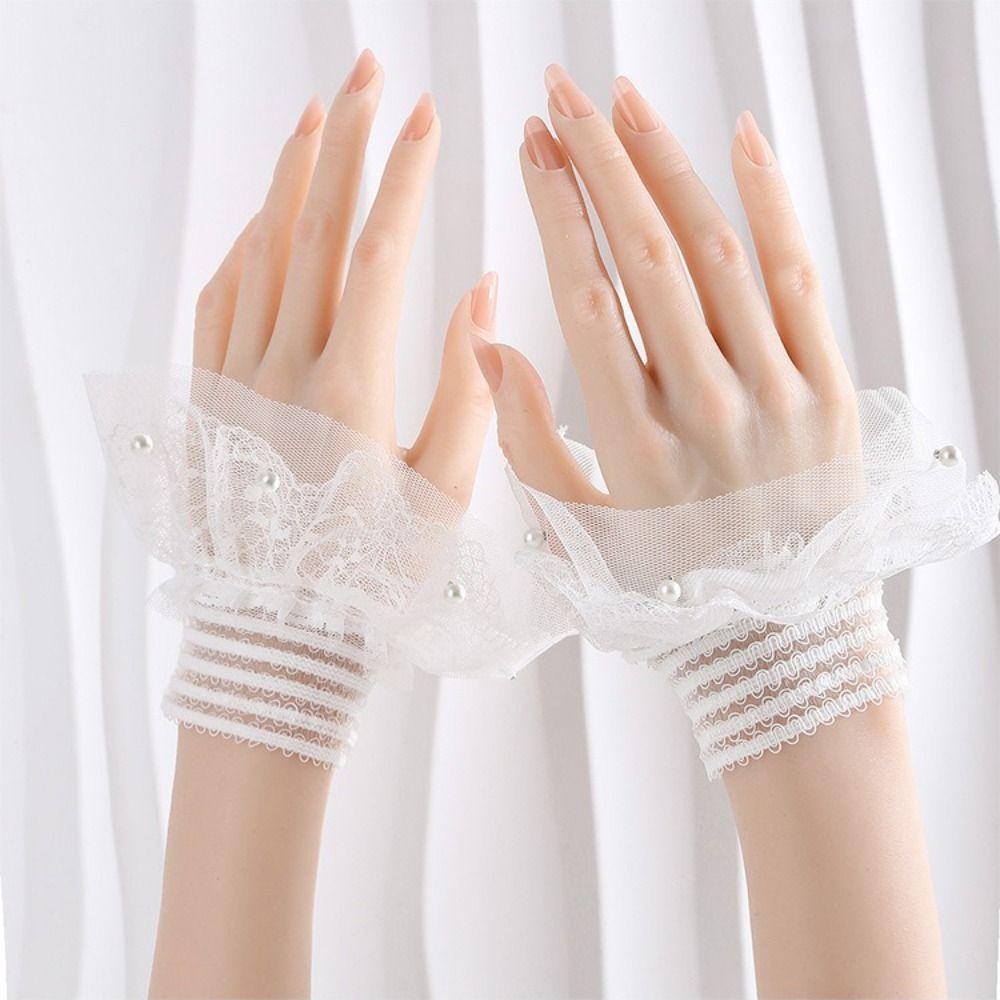 Detachable False Sleeve Cuffs White Black Wrist Cuff New Sweater Cuffs  Nail Art Accessories