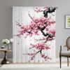 Sakura Curtains Pink Floral Hd Print Polyester Pocket Rod Living Room Bedroom Light Filtering Made Of Machine Washable Great Window Treatment