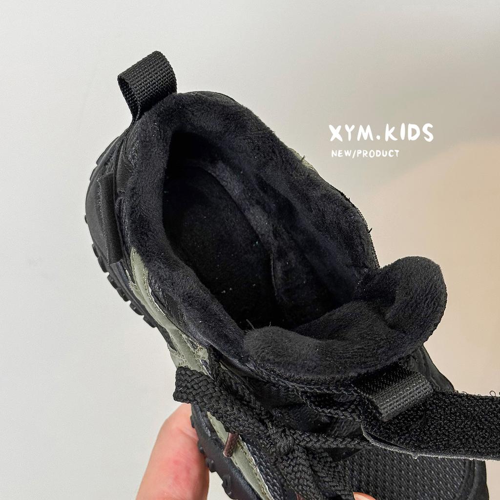 2025 winter new children's casual shoes retro contrasting two cotton shoes non-slip tire sole men's and women's sports shoes