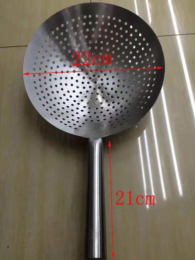 Thick Stainless Steel Mesh Strainer Colander Wok Wooden Handle Cookware Oil Flour Sifter Colander Kitchen Cooking Steamer Wok