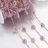 1Meter Stainless Steel Daisy Flower Imitation Pearl Beaded Chains for Necklace Bracelet Jewelry Making DIY Chain Supplies