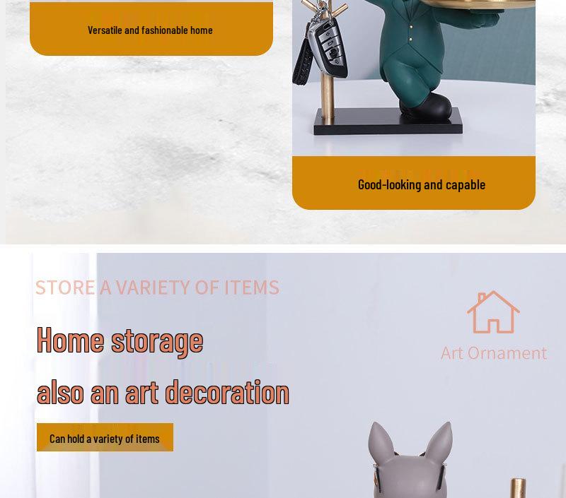 Französische Bulldogge Ornament Tablett - Heimdeko Schlüsselhalter