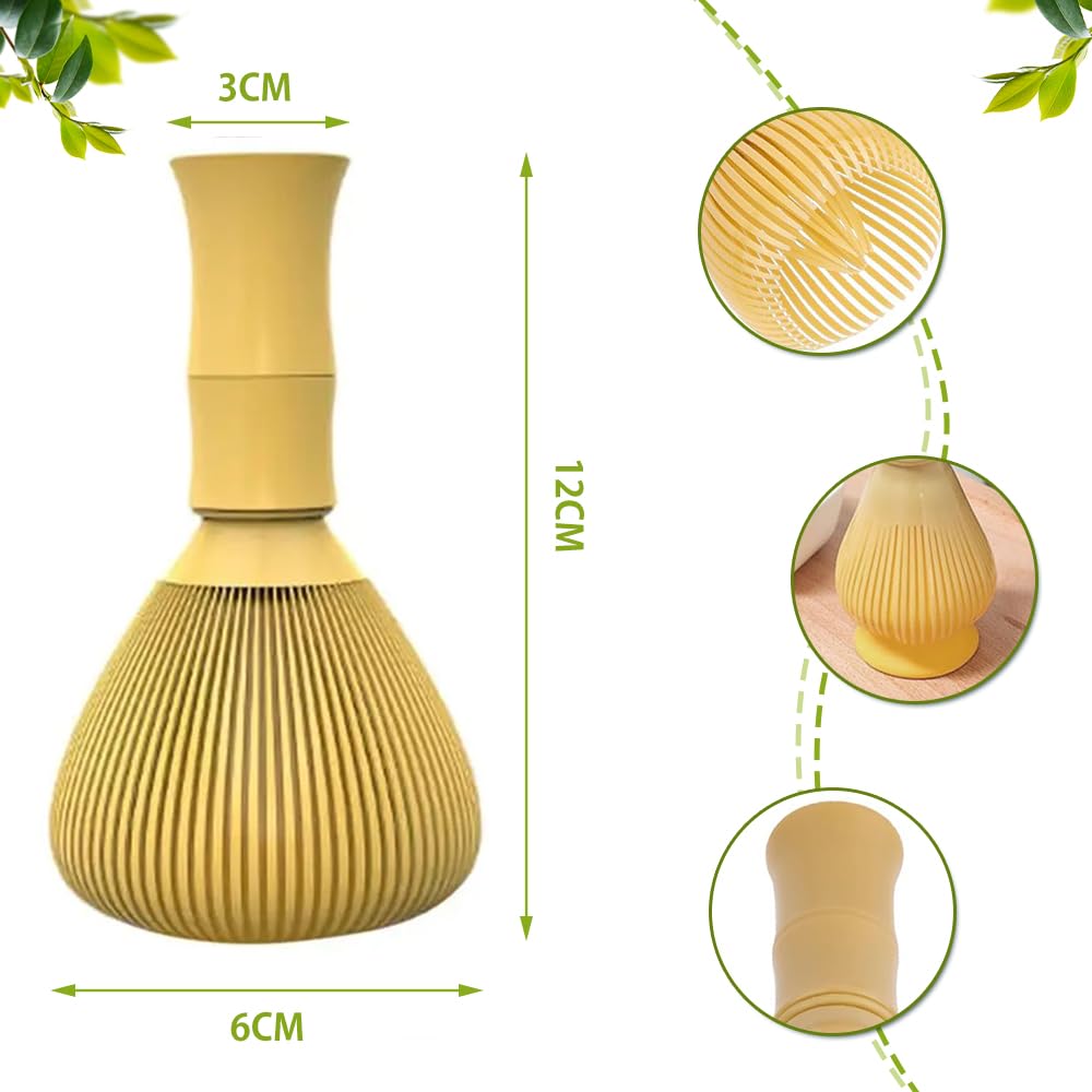 Matcha Blender, Matcha Brush, Tea Ceremony Utensils, Chasen, Matcha Whisk, Bamboo-Shaped, Quick-Drying, Easy To Use, Reusable (Yellow)