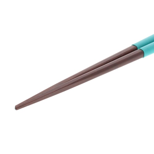 Silicone lacquered wooden chopsticks (natural wood), blue, 21cm