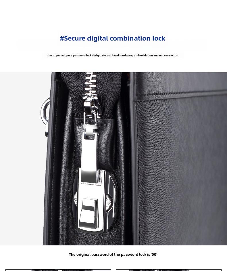 New Men's Genuine Leather Clutch with Combination Lock - High-End, Large Capacity Business Handbag