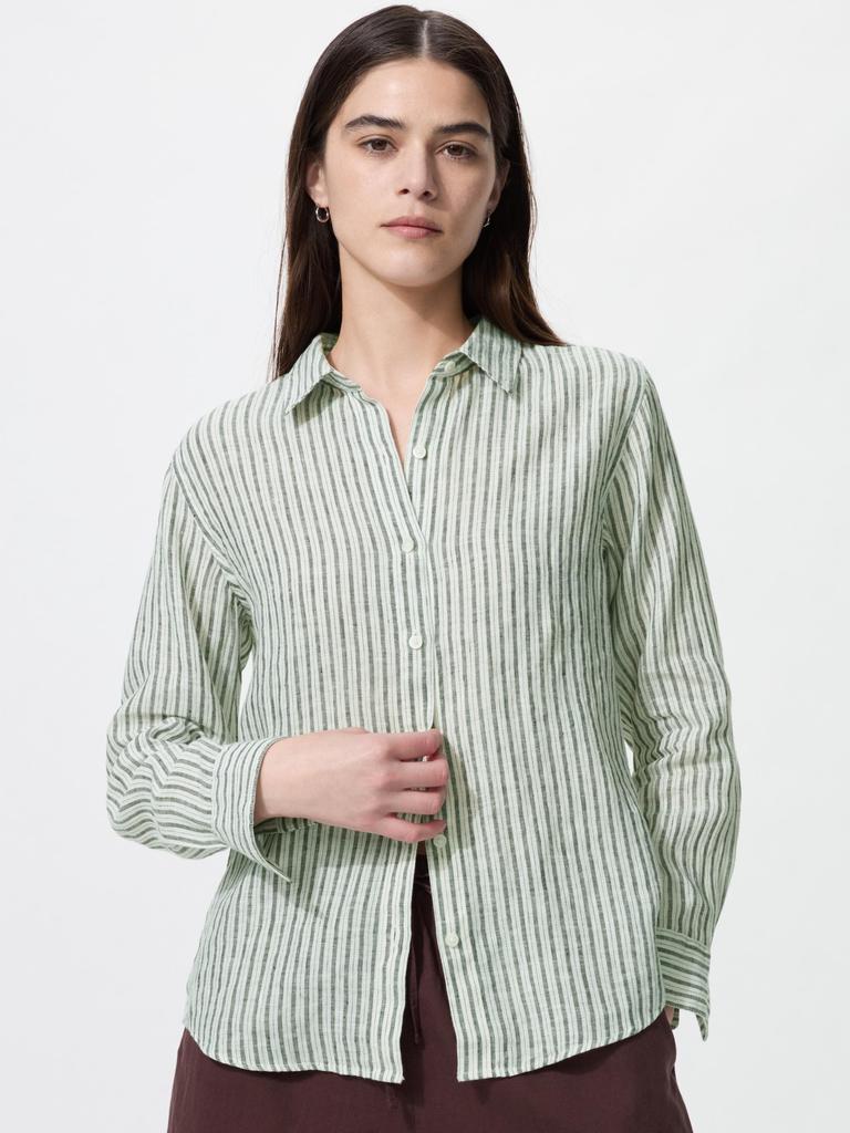 Uniqlo Premium Linen Shirt  Long Sleeve  Stripe B