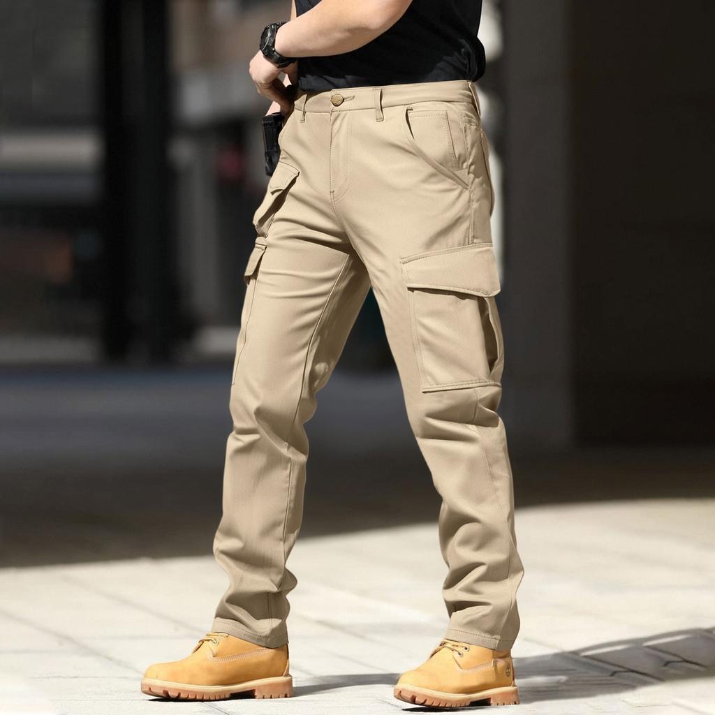 Men's Cargo Pants, Outdoor Working Hiking, Wear-resistant Work Pants With Zipper And Multi-pocket