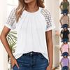 2026 Summer New Wish Cross-border European and American Style Women's Clothing Women's Short-sleeved Crew Neck T Lace Hollow Women's Top