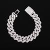 16mm 3-Row Rhombus Cuban Chain Bracelet with Inlaid Moissanite - Luxury Hip Hop Style for Men