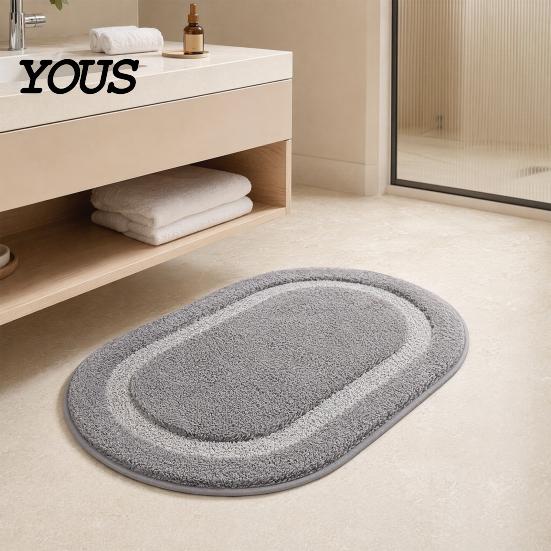 Alfombra de Baño Ovalada Alfombra, Microfibra Suave Altamente Absorbente Baño Antideslizante Antideslizante Felpa Esponjosa Felpudo para Ducha Bañera Lavabo