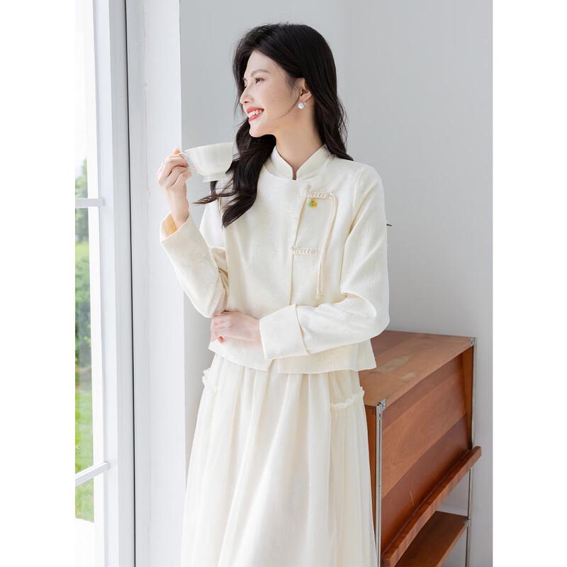 Mokana Women's Chinese Style Long Sleeve Top & Mid-Length Dress Set