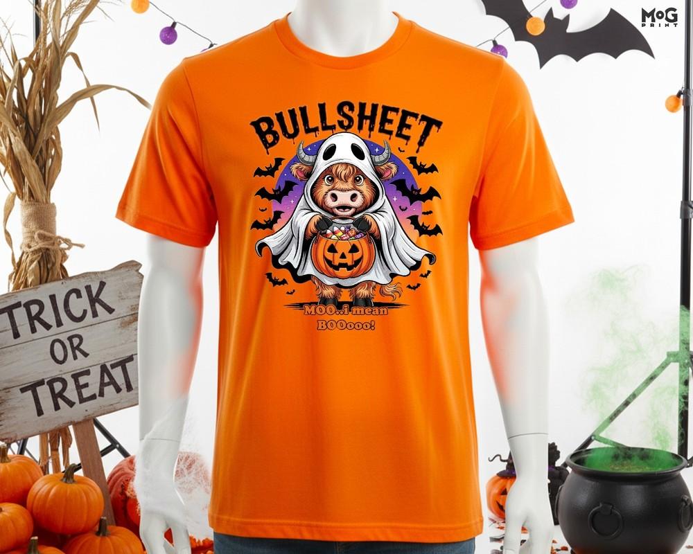 

Funny Halloween Bullsheet T-shirt Cow Ghost Shirt Spooky Trick Or Treat Costume 3XL